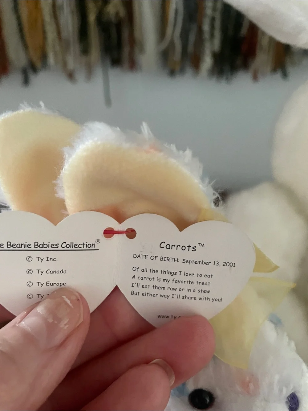 White Bunny Plush with Smaller Multicolor Speckled Bunny - ty - carrots